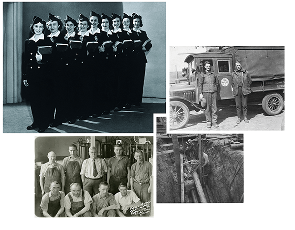 Collage of NiSource employees from 1915-1947
