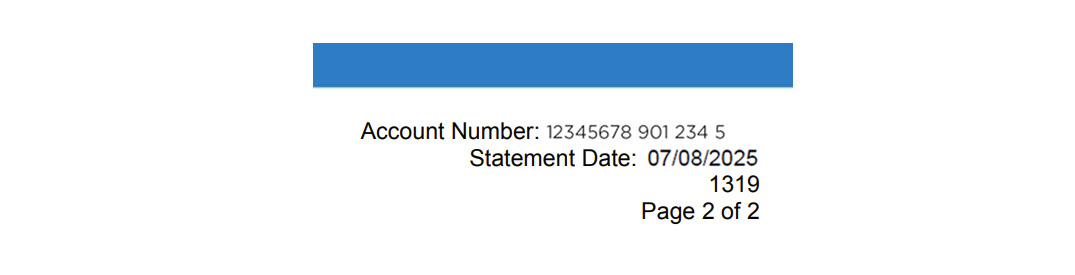 Account number pg 2 bill section - detail
