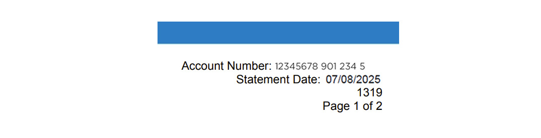 Account number pg 1 bill section - detail