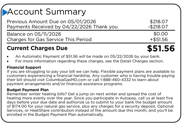 Bill Account Summary - Main
