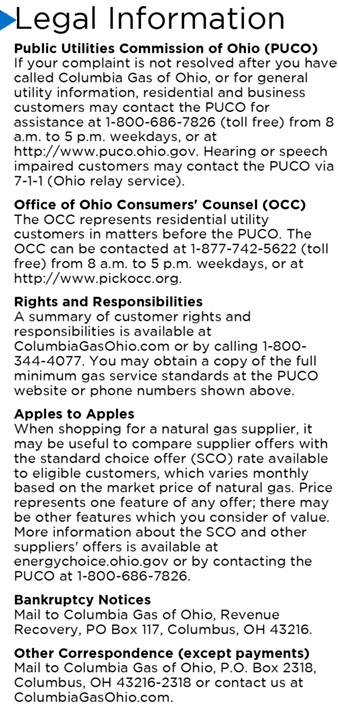 Bill legal information section - main