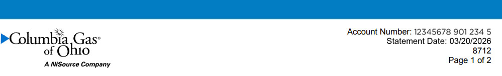 Bill account number section pg 1 - main