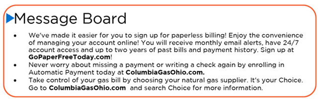 Bill message board section - main