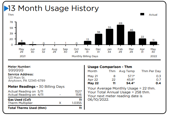 Bill 13 month usage history - main