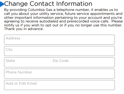 Bill change contact information - main