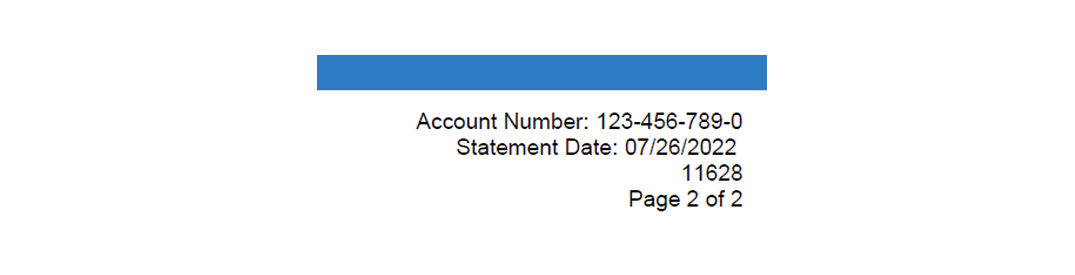 Bill back account number and statement date section - details