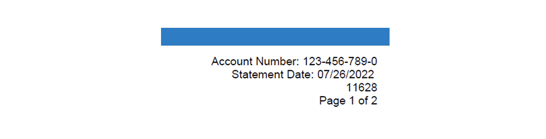 Bill front account number and statement date section - details