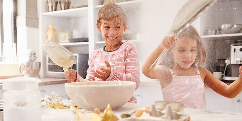 Kids baking in kitchen