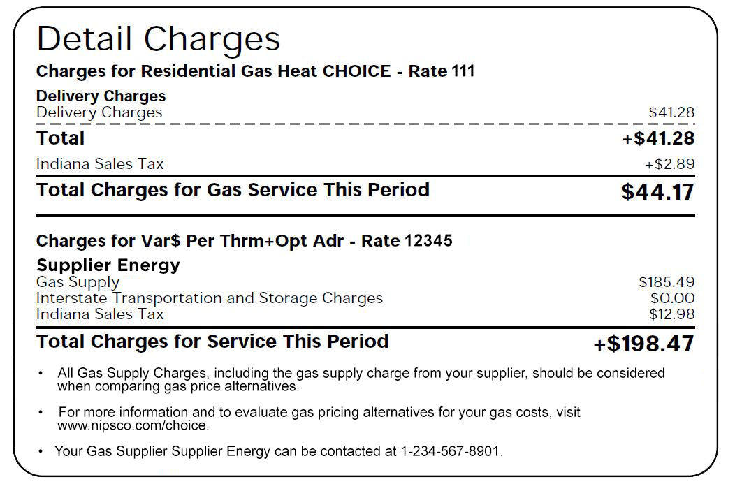 nipsco detailed charges