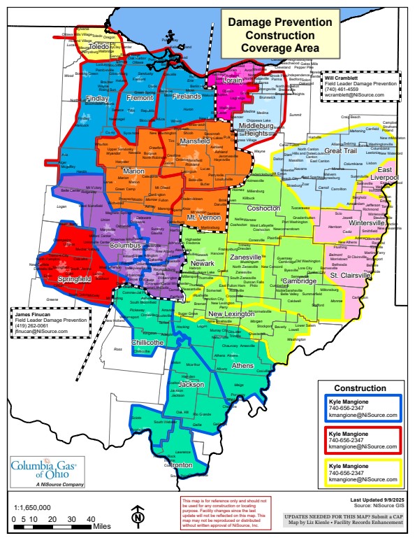 Columbia Gas of Ohio Construction Coverage Map