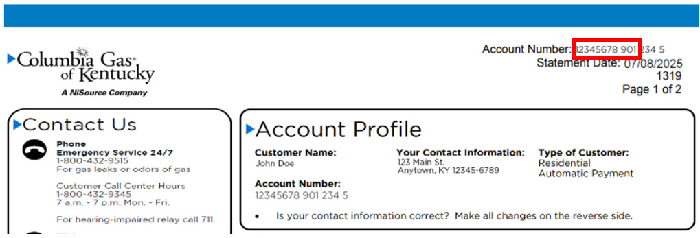 Account Number Print