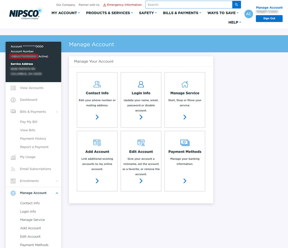 NIPSCO Web Bill Example