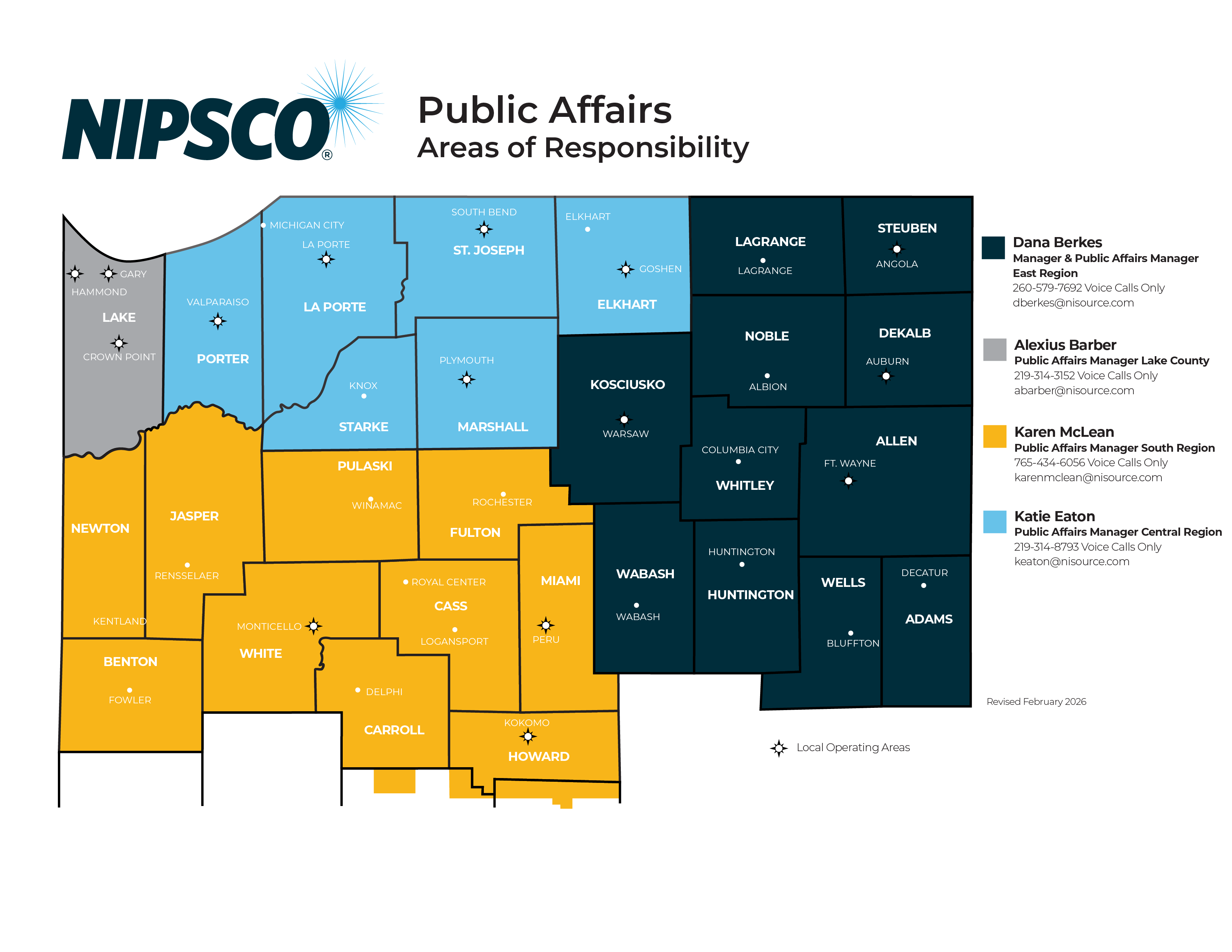 NIPSCO Public Affairs Area of Responsibility