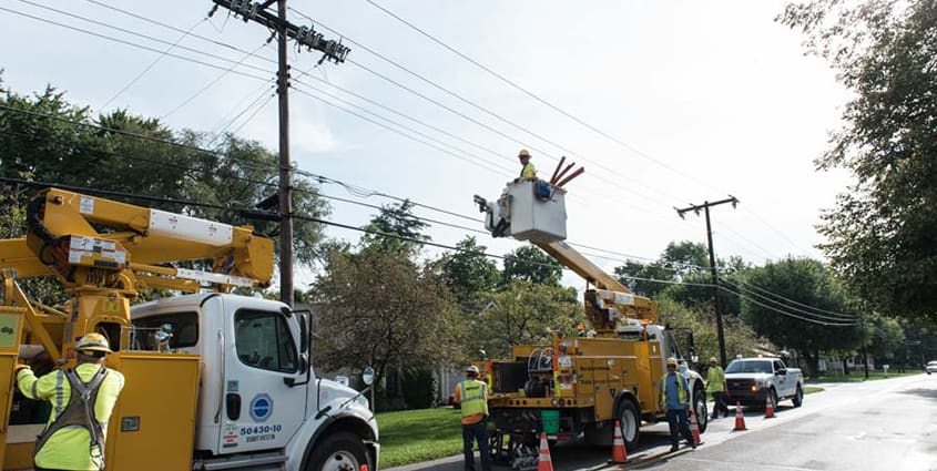 Employees restoring power for customers